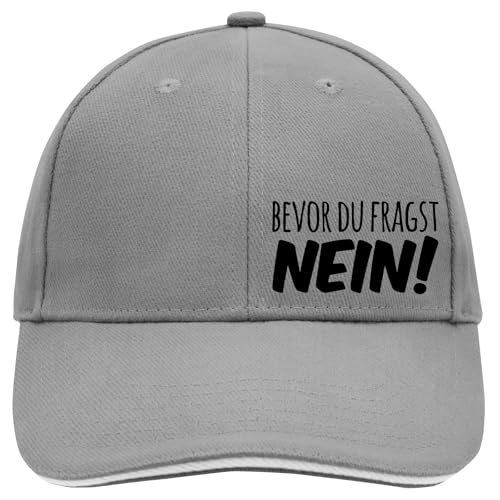 Huuraa Cappy Mütze Bevor du fragst Nein Schriftzug Dark Grey/White Baumwolle 6-Panel Kappe Geschenkidee