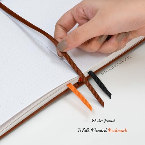 Image of NEORAH - B5 - ART JOURNAL | 200Gsm Dotgrid Notebook |160 Pages(25.0 x 17.5 cm) | Lay Flat |Hard Cover Bullet - Journal |3 Bookmarks |Elastic Closure | Inner BackPocket | Ideal-Bujo,Sketchbook (BROWN)