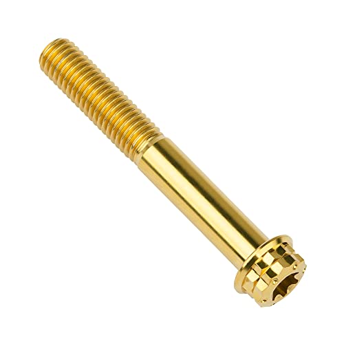 Image of Titanium Flange 12 Point Head M8 x15 20 25 30 35 40 45 50 55 60 65mm Screw Bolt Pack of 4 (M8x50mm, Gold)