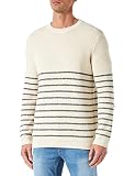 TOM TAILOR Herren Strickpullover mit Streifen 1029743, 28993 - Creme Navy Structured Stripe, XL