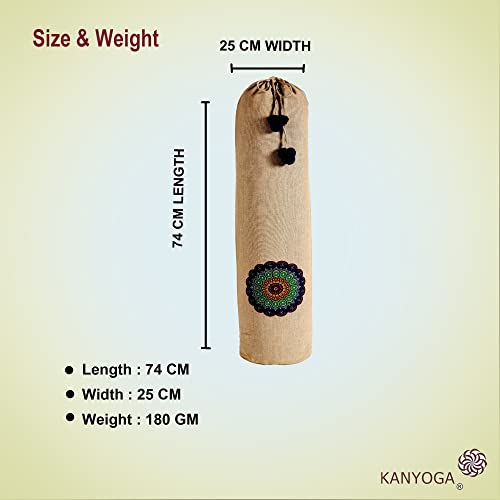 Image of Yoga Mat Cover Bag | Cotton Exercise Fitness Durable | Mat Carry Bag Cover Only with Strong Shoulder Straps | Yoga Mat Bag for Men & Women (Beige & Blue, L 74 X W 25 Cm)