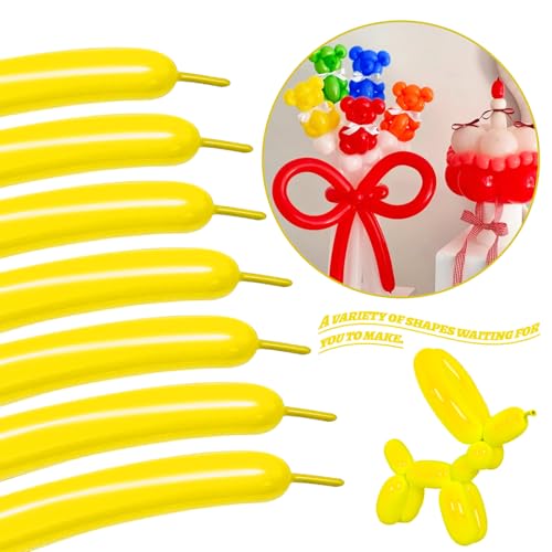 Image of LXZFCRG 260 Balloons Yellow Long Balloons for Balloon Animals, Thickening Long Skinny Latex Twisting Balloon for Balloon Garland Halloween Party Suppies Birthday Wedding (Yellow)