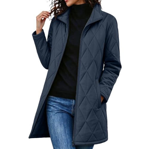 Quilted Jackets for Women Lightwight Fall Winter Mid Length Padded Coats - image 1