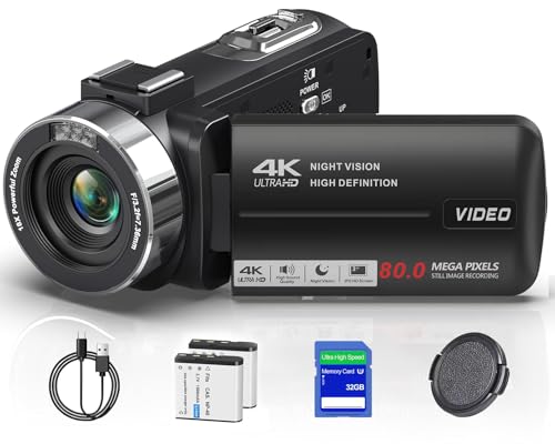 THPACIP 4K Camcorder Video Camera 80MP IR Night Vision Vlogging Camera for...