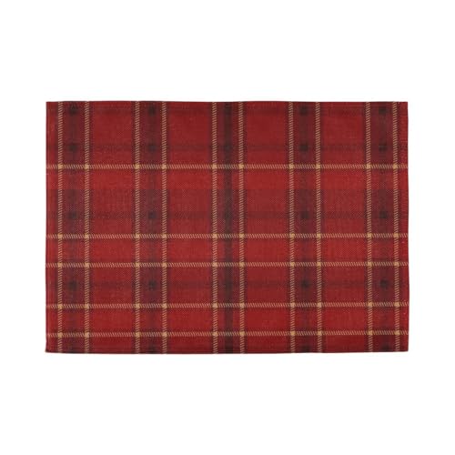 Manteles individuales de tela a cuadros rojos y verdes para mesa de comedor, manteles individuales reversibles acolchados de tela lavable, manteles individuales rectangulares de PVC, juego de 6