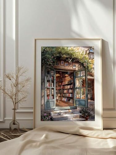 Affiche bibliothèque botanique sous cadre pour créer un salon zen et cosy