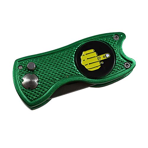 Andoji Golf Divot Repair Tool with Funny Ball Markers – Great Golf Gifts – Durable and Stylish Golf Divot Tool – Must-Have Golf Accessories – Unique Divot Repair Tool – Middle Finger (Green)