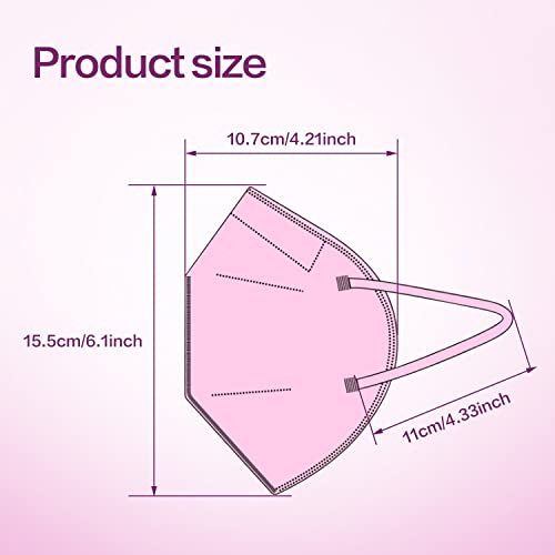 Miuphro Multiple Colour Kn95 Face Mask 50 Pcs, 5 Layers Safety Kn95 Masks, Disposable Masks Respirator For Outdoor(Pink,Blue,Red,Purlpe,Grey) #TOP1
