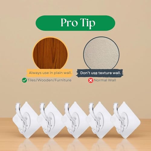 Image of 10 Pack Heavy Duty Self Adhesive Wall Hooks Holder Without Drill Waterproof Seamless Sticker Hooks Wall-Mounted Hanger for Bathroom Kitchen Bedroom Punch Free Hooks for Home & Living Room