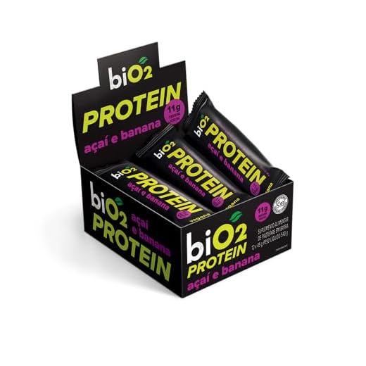 biO2 Display Barra de Proteína Açai, Banana e Pasta de Amendoim, 12 unidades de 45g, Protein Bar Vegana e Sem Glúten