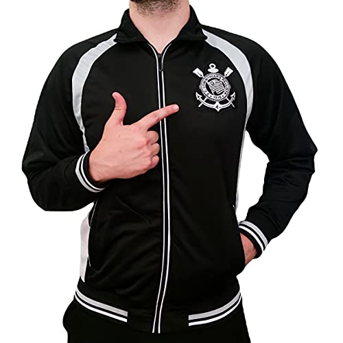 Jaqueta SPR Corinthians Classic Trilobal Masculina - Preto e Branco