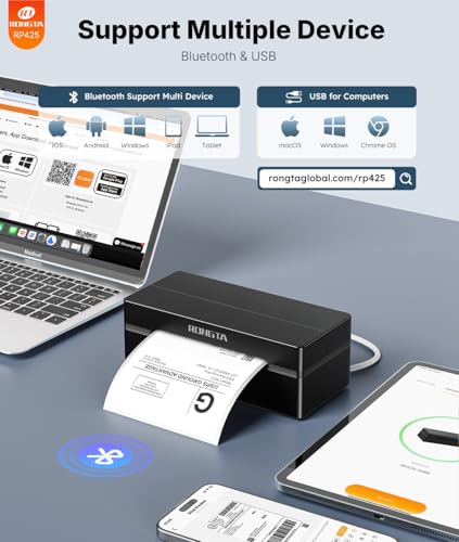 Image of Rongta RP425 Black Label Printer+ 2'' Circle White Labels-750 pcs