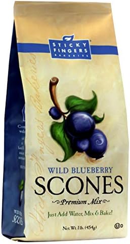 English Scone Mix, Wild Blueberry by Sticky Fingers Bakeries – Easy to Make English Scones Fresh Baked, Makes 12 Scones (1pk)
