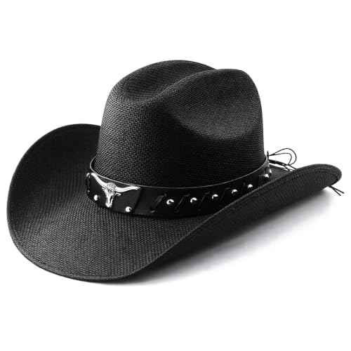 Image of thuizen Western Outback Cattleman Straw Cowboy Hat for Men and Women