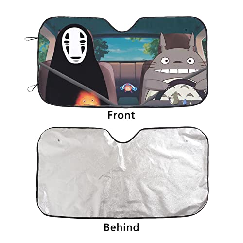 Anime Windshield Sun Shade Personalized Windshield Sunshade Foldable Uv Ray Reflector Front Window Sun Shade Visor Shield Cover For Car Suv Truck 51.2" X 27.5" #TOP4