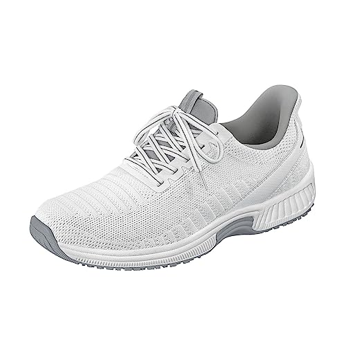 Orthofeet Women's Orthopedic Kita Hands-Free Water-Repellent Slip-On Sneaker, White, Size 8