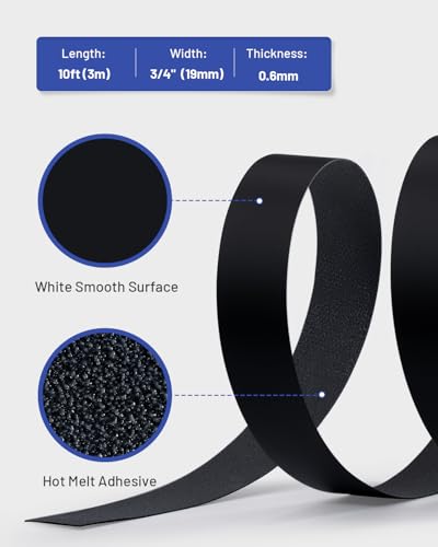 FAKILO Melamin-Kantenband, schwarz, 20 mm x 3 m, Furniereinfassung, einfache Anwendung, zum Aufbügeln, für Schranksperrholzreparaturen, Möbelrestaurierung