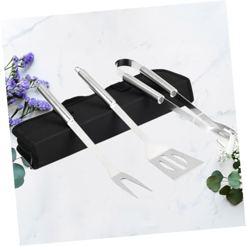 Set 3 piezas Utensilios BBQ Acero con bolsa de transporte miniatura 2