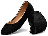katliu Women Comfort Flats Round Toe Ballet Flats Slip on Walking Flat Shoes Black
