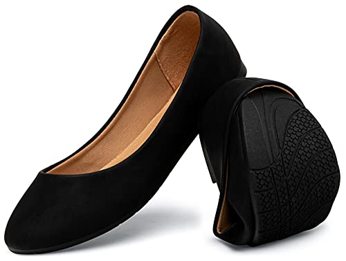 katliu Women Comfort Flats Round Toe Ballet Flats Slip on Walking Flat Shoes