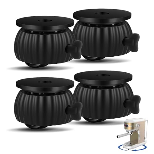 4-Pack Self Adhesive Caster Wheels - Small Furniture Wheels, Load Capacity 28LBS Per Wheel, 360°Swivel Low Profile Paste Universal Wheels for Small Applicane Storage Box Bins (Black)