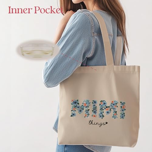 Bolso tote floral para madres con bolsillo interior miniatura 6