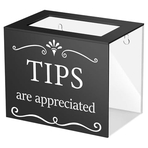 Vesici Tips Jar for Money Acrylic Tip Cash Box Donation Tip Bucket 6 x 4 x 5 Inch Plastic Storage Container Suggestion Box Raffle Cash Box for Bartender Bars Restaurants Musicians Driver(Black) Cover