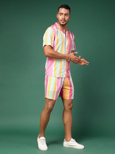 Image of Rigo Men's Rayon Striped Pajama Set Pack of 1 (SET04241037RS-L Multicolour L)