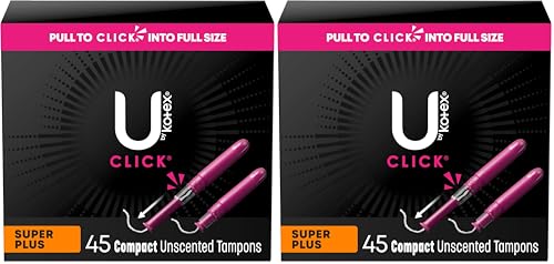 U by Kotex Click Compact Tampons Super Plus Absorbency Unscented, 45 Count (Pack of 2)