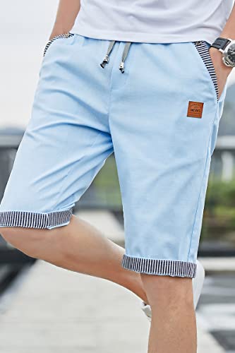 Sitmptol Big Boy's Sweat Shorts Casual Cotton Jogger Short Pants Sports Active Lightweight Workout Wear 7" Inseam Sky Blue 16 Xl #TOP2