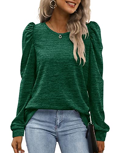 Trendy Crewneck Sweatshirts Womens Christmas Sweaters Tunic Tops Green M