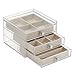 iDesign - 37030 Plastic 3 Jewelry Box, Compact Storage Organization Drawers Set for Cosmetics, Hair Care, Bathroom, Dorm, Desk, Countertop, Office, 6.5