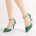 Royal Blue Rhinestone Sandals Thin High Heels Pointed Toe Sandals Blue Crystal Heels Shoes Fashion High Heel Shoes (40, Green, numeric_8_point_5)