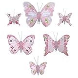 Deko-Schmetterlinge mit Clip zur farbenfrohen Dekoration (6-teiliges Set, zartrosa)