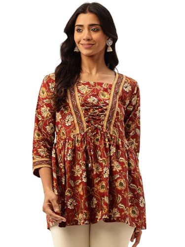 Image of Princess Cut Top for Women - 3 /4 Sleeves with Front Drawstrings (S-XXL)
