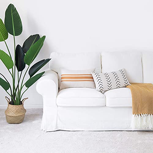 Hofdeco Modern Boho Decorative Lumbar Throw Pillow Cover Only, For Couch, Sofa, Bed, Mustard Yellow Stripes Herringbone Mudcloth, 12"X20", Set Of 2 #TOP3