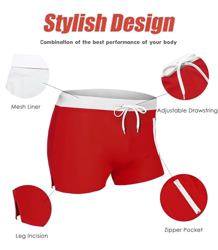 COOFANDY Men Swim Trunk Boxer Brief Quick Dry Swimming Board Short Zipper Pocket
