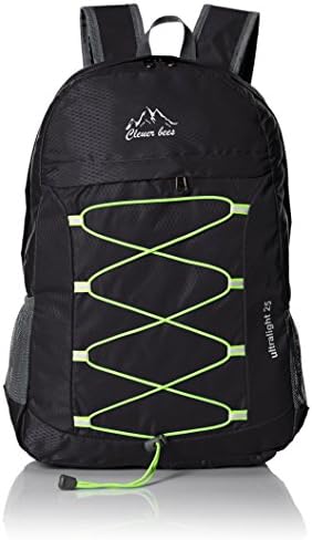 CLEVER BEES Outdoor Water Resistant Hiking Backpack, Black
