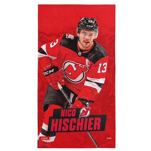 Northwest NHL New Jersey Devils Beach Towel, 30" x 60", Nico Hischier