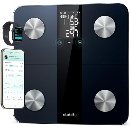 Etekcity Scales for Body Weight, Bathroom Weighing Scales for BMI, Body Fat, Muscle Mass with a Large Display, Support Exercise Plan, Calibration-Free & Offline Mode, Batteries Included