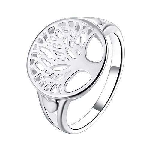 Greendou Fashion Jewelry 925 Sterling Silver Tree of Life Ring Jewelry Wedding Women Cute Size 7-9