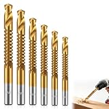 6 Pcs Twist Drill Bit Set,3-8Mm Titanium High-Speed Steel Drill Set for Machinists for Drilling Screwing...