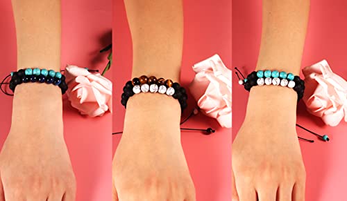 5PCS 8MM Lava Rock Stone Bead Bracelets For Men/Women, Adjustable Tiger Eye Bracelet，volcanized rock Bracelet Mens Jewelry Gifts for Dad Boyfriend Husband Brother4