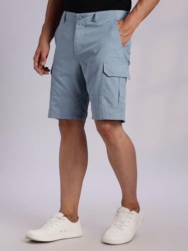 Image of Thomas Scott Men's | Regular Fit | 100% Cotton | Solid | Breathable Lightweight | 6-Pocket Cargo Shorts | Cricket Club Collection