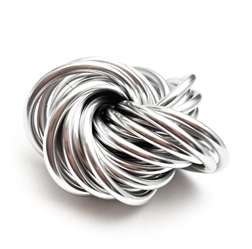 MÃ¶bii Fidget Ball (Solid Color): Quiet Mobius ADHD Anxiety Stim Stress Relief Toy Tool for Home Travel Office or Desk (Medium, Full, SilverStar)