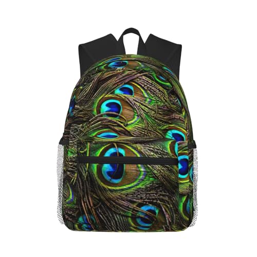 Sac à dos de voyage classique avec imprimé plumes de paon étanche pour l'université et le travail