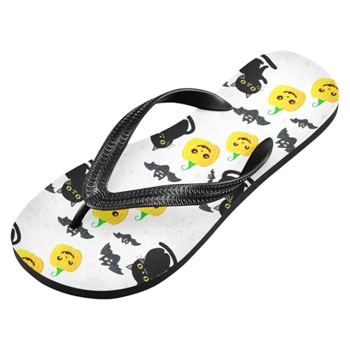 Burbuja Cats Bats Yellow Pumpkins Flip Flops for Women Men, Soft Thong Sandals Rubber Slippers for Pool Beach Essentials2