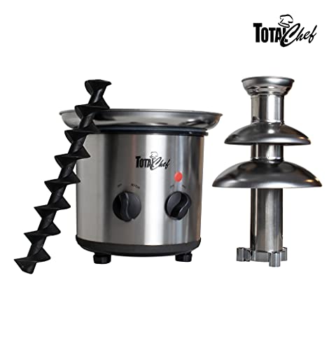 Total Chef 3 Tier Chocolate Fondue Fountain, Adjustable Temperature, 1.5 lbs (680 g) Capacity, Dessert, Party, Buffet, Family Gathering