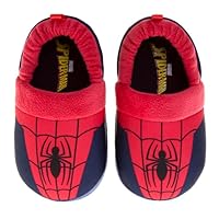 Marvel SpiderMan Slipper for Kids Boys - Spidey Slippers Indoor Comfy Fuzzy Plush House Shoes - Red/Blue (size 5-6 Toddler)