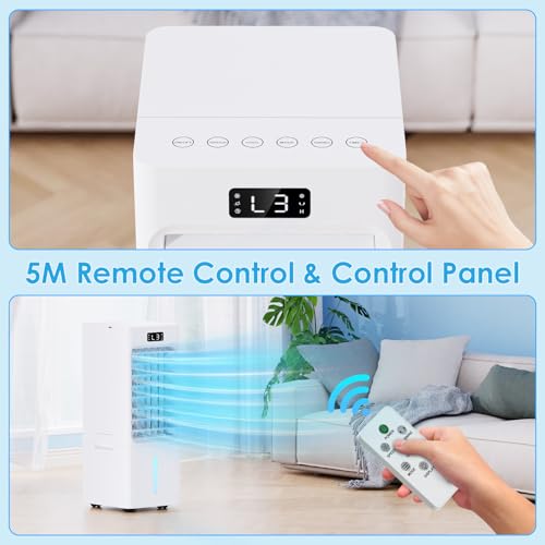 Portable Air Conditioner, 3 Speeds & 4 Modes, 6000ML Water Tank with 4 Ice Packs, Air Conditioner Cooling Fan Humidifier 3-in-1, 12H Timer, Remote Control, Evaporative Air Cooler by OEARE - Image 7